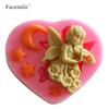 Molde para Hornear Niño Niña Alas de Ángel Molde de Silicona Líquida Plegable Azúcar Chocolate Decoración de Pasteles Molde de Silicona