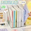 Organizador de arquivos de mesa transparente, estante de armazenamento de livros montada na mesa, suporte de livros de acrílico para escritório, caixa organizadora