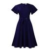 D574 Vestido de comercio exterior de Amazon para mujer, moda de verano 2025, color sólido, tirantes, manga corta, talla grande