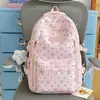 Mochila Rosa Sakura Estilo Coreano Fresca e Fofa Mochila de Princesa Japonesa Versátil Mochila Fofa com Estampa de Estrela para Alunos do Ensino Fundamental II e Médio