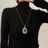 Nuevo Estilo Chino de Alta Gama Cadena de Lana Otoño e Invierno Todo Combinable Collar de Alta Gama Accesorios de Joyería Colgante para Ropa Colgante Ruyi Verde