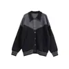 Chaqueta Cardigan Tejida con Costuras de Color Contrastante para Niños, Suéter Casual Holgado de Moda Otoño e Invierno, Casual Holgado Moderno y a la Moda