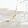 Pulsera de Acero de Titanio con Corazón y Estrella de Cinco Puntas de Lujo Ligero para Mujer Estilo Fresco Ins Joyería de Mano Versátil y a la Moda
