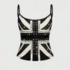 Tops de Camisola de Verão com Strass Cruzados Europeus e Americanos para Mulheres Y2K Crop Top Sexy Hot Girl Tops Atacado