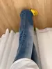 Estilo Americano Retro Micro-La Jeans para Mujer Primavera y Verano Nuevo Estilo Chica Gordita mm Forma de Pera Cintura Alta Adelgazante Pantalones Rectos