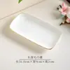 Plato para Toallas de Hueso de Porcelana con Borde Dorado Hotel Restaurante Comercial Plato para Secar Manos Plato de Toallita Húmeda Plato Rectangular Pequeño Blanco Puro