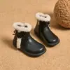 Botas tipo Martin para Niña con Forro de Felpa Otoño/Invierno 2026 Nuevas Botas Cortas de Algodón de Doble Capa para Niños Botas Cálidas de Cuero Botas de Nieve Botas de Piel