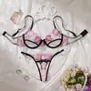 Amazon Europa y América Lencería Sexy Divertida Rosa Romántico Morado Bordado Floral Hueco Chica Pura Deseo Sujetador