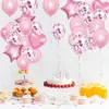 Los Más Vendidos de Amazon 14 Piezas Rosa Estrella de Cinco Puntas Corazón Globo de Papel de Aluminio Globo con Lentejuelas Paquete de 14 Globos
