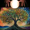 Mantel de Tarot Paño Esterilla Árbol de la Vida Serie Loto Terciopelo Cubierta para Mesa y Silla