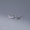 Pendientes de Plata S925 con Forma de Hoja y Diamantes para Mujer, Pendientes Sencillos de Hoja Nuevos, Joyería para Orejas de Nicho de Moda y Única