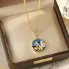 Nuevo Collar Estilo Retro Chino Jardín de Monet Estilo Pintura al Óleo para Mujer, Perla de Agua Dulce Natural, Lujo Ligero, Cadena de Clavícula de Gama Alta