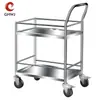Carro de Acero Inoxidable con Barandillas, Carro de Instrumentos de Doble Capa, Carro de Herramientas de Dos Niveles para Laboratorio Escolar, Carro de Transporte de Cuatro Ruedas