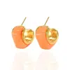 Pendientes de Patchwork Multicolor Estilo Coreano en Forma de C con Borde Dorado, Textura Degradada de Medio Círculo, Pendientes de Nicho de Lujo Ligero para el Día a Día