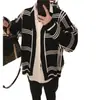 Chaqueta de Estilo Coreano para Hombre para Primavera y Otoño, Popular Estilo Perezoso, Suéter de Punto Trendy Ins con Bloques de Color Amplio, Suéter Rayado Estilo Hong Kong