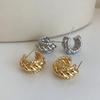 Pendientes de plata 925 con forma de C, de latón, chapado en oro auténtico, con diseño de cuerda de cáñamo, estilo europeo y americano.
