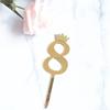 Decoración de Pastel de Cumpleaños Corona Pequeña Dorada con Brillantina Número Acrílico Adorno para Pastel Horneado Postre Vestir