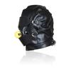 Juguetes sexuales para adultos máscara de cuero negra Pu suave ojos abiertos boca abierta casco máscara sexy casco restricción