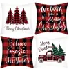 Amazon Transfronterizo Temu Nuevo Cojín de Almohada Navideño Decoración para el Hogar Felpa Corta Lino Funda de Almohada Estampada