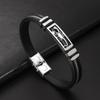 Pulsera de color acero de silicona para comercio exterior europeo y americano, pulsera de titanio de acero de silicona estilo hip-hop para hombre, pulsera de acero inoxidable estilo punk