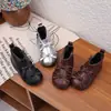 Invierno Nuevo Estilo 2026 Botas de Cuero para Niña Zapatos de Princesa Suela Suave Lazo Dulce de Ballet Botines Cortos para Bebé Botas de Algodón