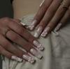 Uñas postizas removibles de armadura larga con lazo de perla con borde blanco francés clásico transfronterizo terminadas al por mayor