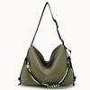 Bolsa Transfronteiriça Simples de Grande Capacidade para Mulheres, Bolsa de Lona Versátil com Cordão de Cor Sólida, Bolsa Casual de Ombro Transversal para Celular