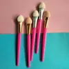 Palo de Pincel para Sombra de Ojos Individual Mango Rojo Rosado Pincel para Ojos Herramienta de Maquillaje Palo de Esponja Herramientas de Belleza Pincel para Sombra de Ojos 7.3