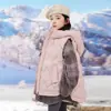Chaleco de Algodón Relleno Estilo Nuevo 2026 para Niños Mayores, Ropa Exterior para Niñas, Chaleco Chaqueta Holgado de Longitud Media con Capucha