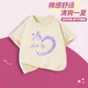 Camiseta de Manga Corta para Niña Verano Algodón Puro Niña 2026 Nuevo Estilo Moda Infantil Tops de Media Manga Verano Marca de Moda