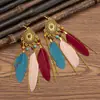 Aretes de Estilo Étnico para Mujer, Aretes Largos de Pluma con Borlas, Aretes de Viaje de Vacaciones de Lijiang, Yunnan Venta al por Mayor