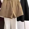 Shorts Casuais Femininos de Verão 2026, Estilo Coreano Ins, Retro de Hong Kong, Simples, Cintura Alta, Modelo A, Perna Larga