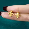 Pendientes de botón de flor de iris con circonita de diseño moderno para mujer, Pendientes florales de oro de arena vietnamita, Estilo de lujo ligero, Joyería duradera