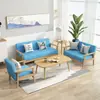 Xinjiang Envío Gratis Combinación Mesa de Café Sofá Simple Pequeño Apartamento Sala de Estar Casa de Alquiler Madera Maciza Tela Tres Plazas Oficina zb