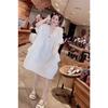 Venta de Liquidación Ropa de Vendedor Ambulante Patchwork Volante Crochet Cuello en V Manga Corta Vestido Moda Femenina Elegante Top