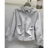 Elegante blusa de mujer con cuello de encaje, fruncido en la cintura y manga larga plisada, cárdigan liso de cuello vuelto, novedad principios de primavera 2026