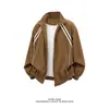 Chaqueta de Raya Retro Americana con Cuello Alto para Hombre Otoño Tendencia Marca Scoundrel Guapo Holgada Casual Versátil Ropa Exterior de Pareja de Alta Gama
