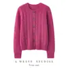 Chegada Outono/Inverno Fio Bolinhas 100% Caxemira Feminino Gola Redonda Trançado Bolinhas Coloridas Cardigan Estilo Doce Qualidade Grossa Roupa Exterior