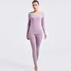 Roupa íntima térmica feminina seamless de Veludo, conjunto forrado com fleece, espessado, para primavera, outono e inverno, calça comprida escovada, tamanhos grandes