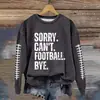 Moletom Feminino de Outono Gola Redonda Camisa Esportiva Moda Outono Feminina Pulôver com Estampa de Futebol