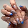 Peças de Unha Quentes Transfronteiriças Estilo Europeu e Americano Manicure Francesa Patch Pó Cor de Contraste Preto Explosões de Comércio Exterior Unhas Postiças Produtos Acabados