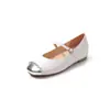 Zapatos Mary Jane de Cuero de Vaca que Aumentan la Altura para Mujer, Planos de una Sola Correa, Nuevo Estilo Otoño, Cuero Genuino, Punta Redonda, Tacón Plano, Zapatos de Boca Baja de una Sola Pieza para Mujer
