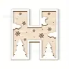 Enfeites Decorativos de Madeira de Natal Transfronteiriços com 26 Letras e Design de Padrão Floral para Artesanato e Decoração Caseira