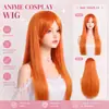 Pelucas europeas y americanas de 80 cm, flequillo largo de colores, cabello largo y liso, pelucas de cosplay de anime, extensiones de cabello de fibra sintética de alta temperatura