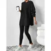 Conjunto Casual de Pantalón Largo con Capucha de Manga Larga para Mujer de Punto Acanalado, Otoño e Invierno, Transfronterizo de Amazon Europeo y Americano 2026
