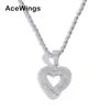 Collar de Corazón de Plata 925 con Corazón Lleno de Circonio Diseño de Nicho Forma de Corazón Hip-Hop Europeo y Americano Nuevo Colgante de Corazón S925
