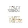 Broche de Cumpleaños con Letra Inglesa de Diamante de Color Transfronterizo Moda Pin de Traje de Gama Alta Accesorios de Ramillete de Gama Alta Regalo de Cumpleaños