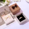 Caixa de Anel Laço Borboleta, Caixa para Embalagem de Brincos e Joias, Caixa de Joias com Logotipo Personalizável, Caixa de Presente para Joias