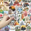 50 Calcomanías Creativas de Edificios Emblemáticos Famosos para Maletas, Cuadernos, Papelería, Decoración DIY, Venta al por Mayor
