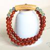 Ágata Roja del Sur con Pulseras Sutra de Cinco Hileras de Sándalo, Pulseras de Jaspe de Dos Círculos, Cuentas Budistas, Joyería de Estilo Nacional al por Mayor